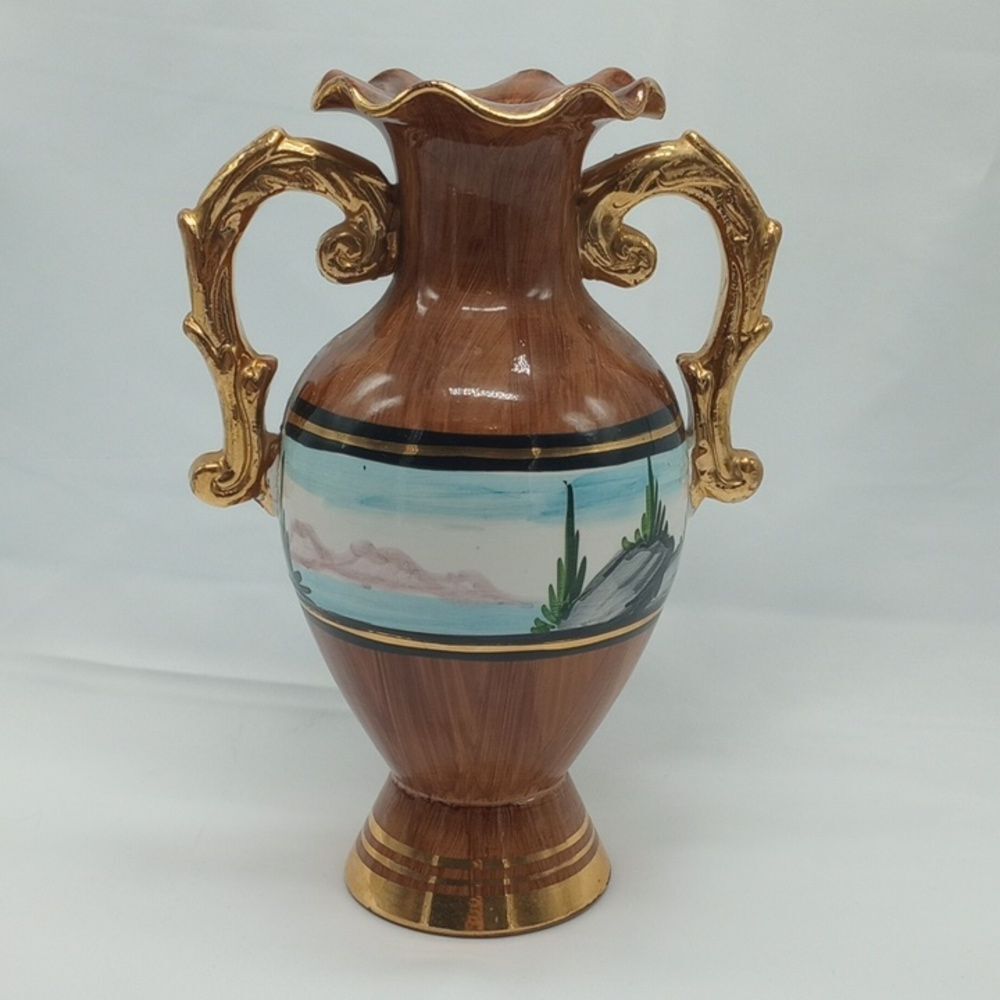Vintage Hand Painted Urn Style Italian Vase